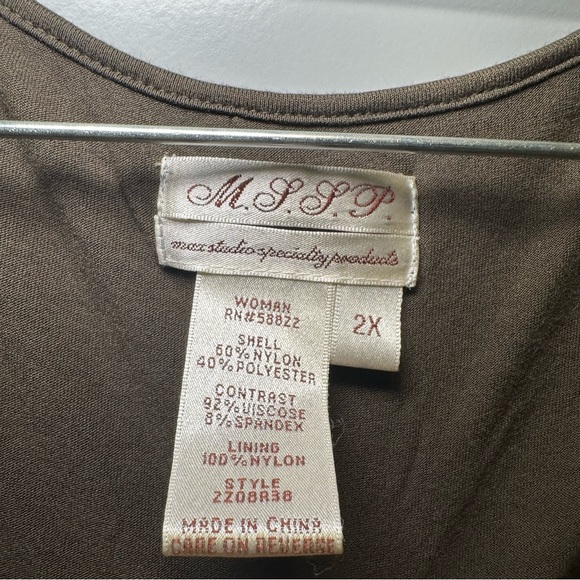 M.S.S.P. Green Scoop Neck 3/4 Sleeve Blouse size 2X - Picture 2 of 7